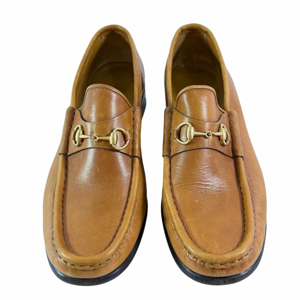 GUCCI Vintage Jordan Horsebit Tan Leather Women's Loafers 39.5 B - 9.5US